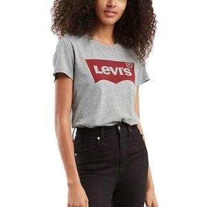 Levi's The Perfect Tee Logo Short Sleeve Tshirt Top Gray Red White